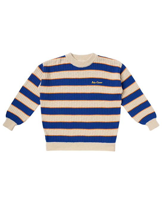 Bobo Choses: Striped sweater - White/Blue - kids-boys_0 | Luisa Via Roma