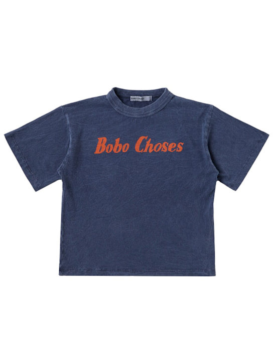 Bobo Choses: Printed cotton t-shirt - Blue/Red - kids-boys_0 | Luisa Via Roma