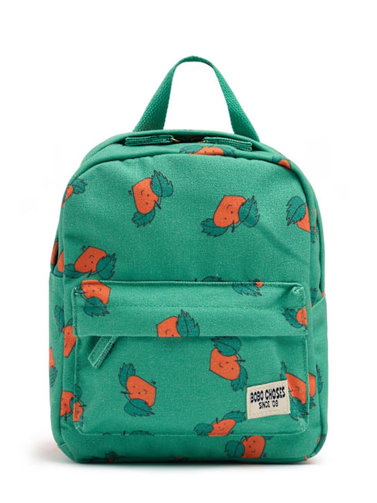 Bobo Choses: Tangerine printed canvas backpack - グリーン - kids-girls_0 | Luisa Via Roma