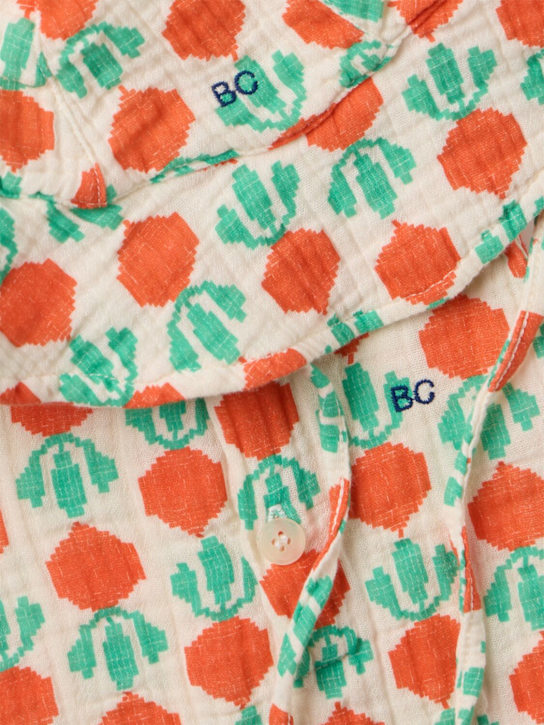 Bobo Choses: Printed cotton romper & hat - Blanc/Rouge - kids-girls_1 | Luisa Via Roma