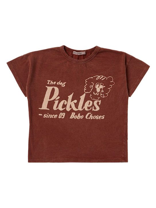 Bobo Choses: Printed cotton t-shirt - Brown - kids-boys_0 | Luisa Via Roma