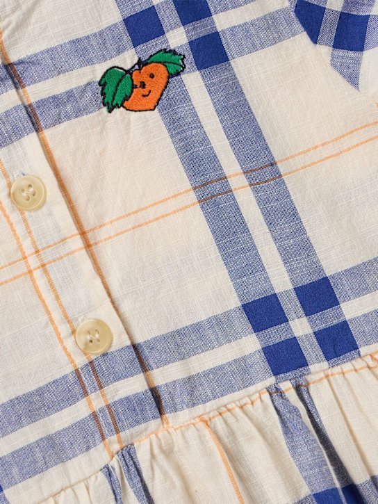 Bobo Choses: Cotton tartan dress - Blau/Beige - kids-girls_1 | Luisa Via Roma