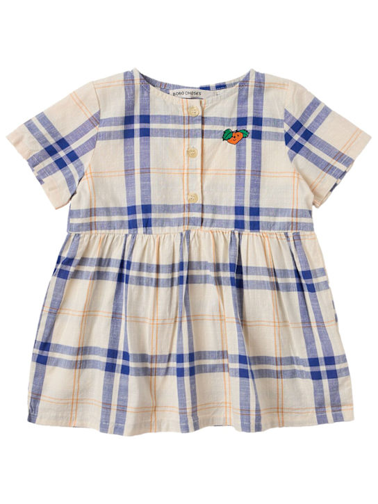 Bobo Choses: Cotton tartan dress - Blau/Beige - kids-girls_0 | Luisa Via Roma