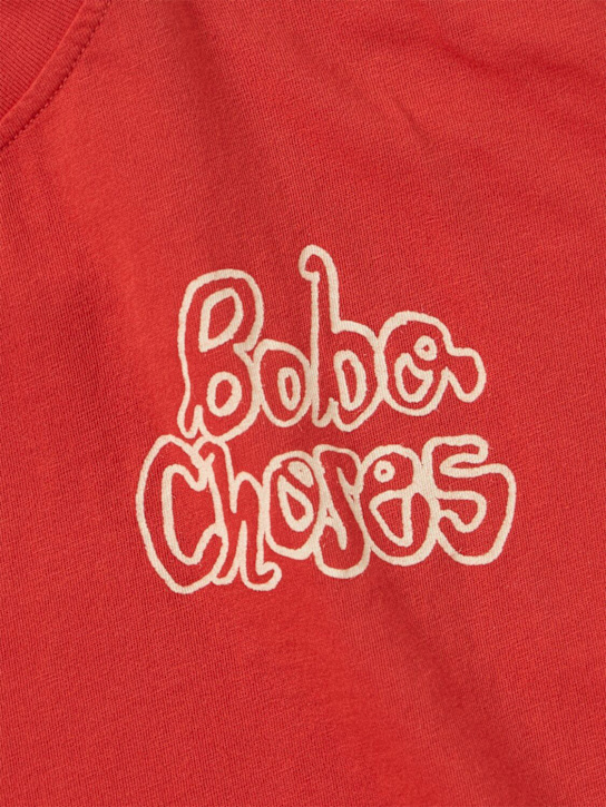 Bobo Choses: Cropped cotton t-shirt - Rouge - kids-girls_1 | Luisa Via Roma