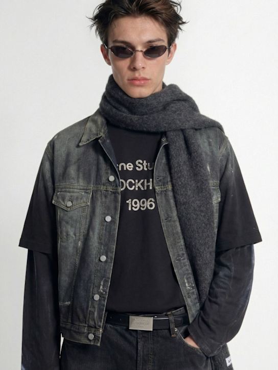 Acne Studios: Vally dip dye alpaca blend scarf - Gris Foncé - men_1 | Luisa Via Roma
