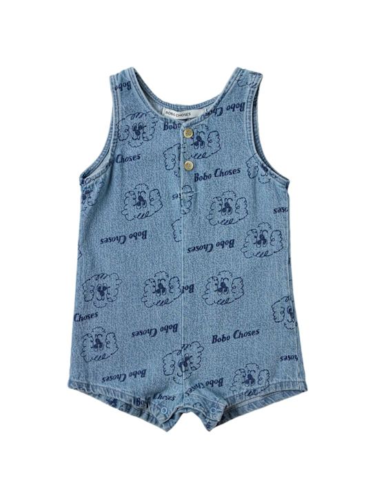 Bobo Choses: Printed denim jumpsuit - ブルー - kids-boys_0 | Luisa Via Roma