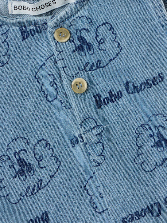 Bobo Choses: Printed denim jumpsuit - ブルー - kids-boys_1 | Luisa Via Roma