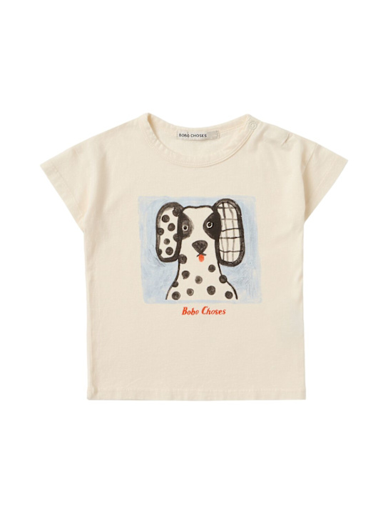Bobo Choses: Printed cotton t-shirt - Blanc Cassé - kids-boys_0 | Luisa Via Roma