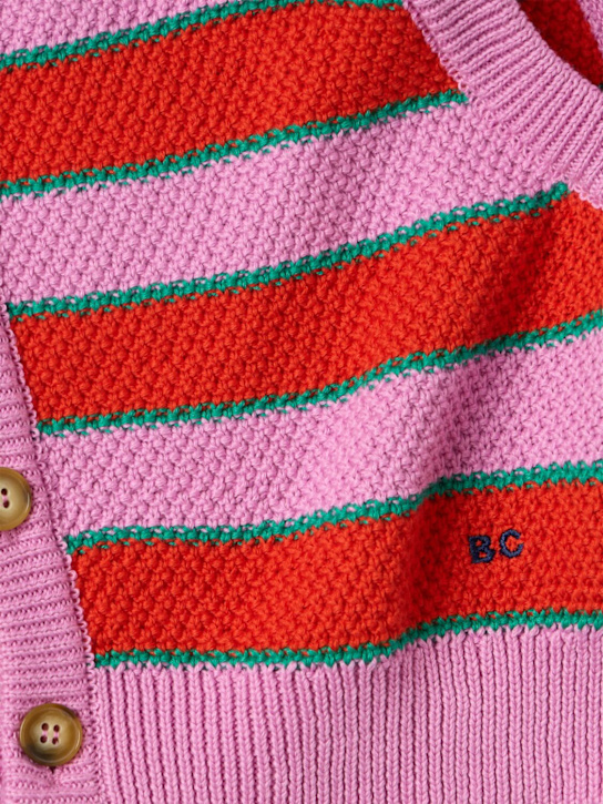 Bobo Choses: 条纹针织背心 - 粉色/红色 - kids-girls_1 | Luisa Via Roma