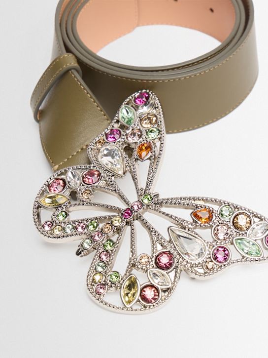 Blumarine: Butterfly buckle leather belt - 绿色 - women_1 | Luisa Via Roma