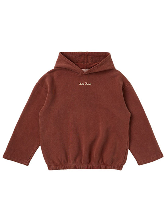 Bobo Choses: Printed cotton sweatshirt hoodie - Rouge Foncé - kids-girls_0 | Luisa Via Roma