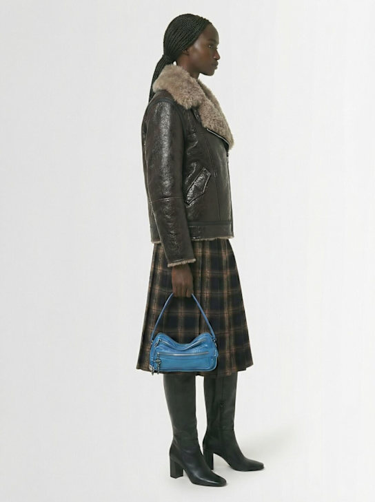 Acne Studios: Small Camero Party leather shoulder bag - 蓝色 - women_1 | Luisa Via Roma