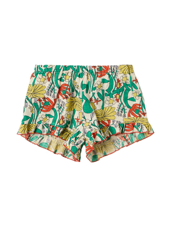 Bobo Choses: 印图纯棉运动短裤 - 绿色 - kids-girls_0 | Luisa Via Roma