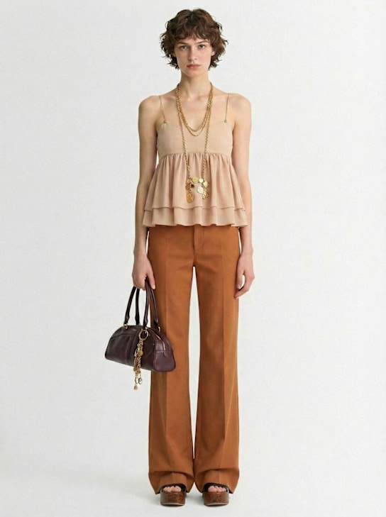 Chloé: Top de seda georgette - Rosa - women_1 | Luisa Via Roma