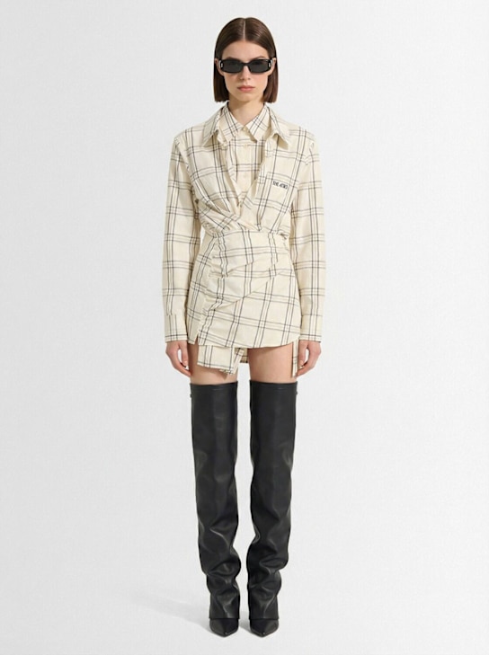 The Attico: 格纹棉质迷你连衣裙 - 黑色/白色 - women_1 | Luisa Via Roma