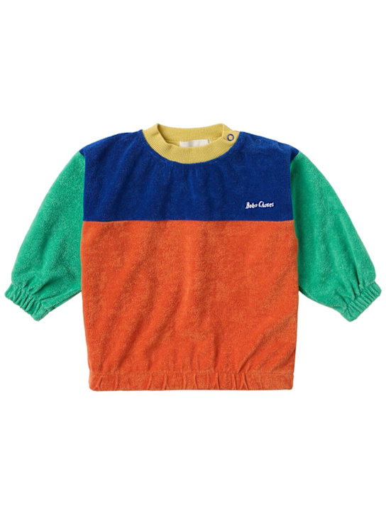 Bobo Choses: 撞色棉混纺卫衣 - 红色/绿色/蓝色 - kids-boys_0 | Luisa Via Roma