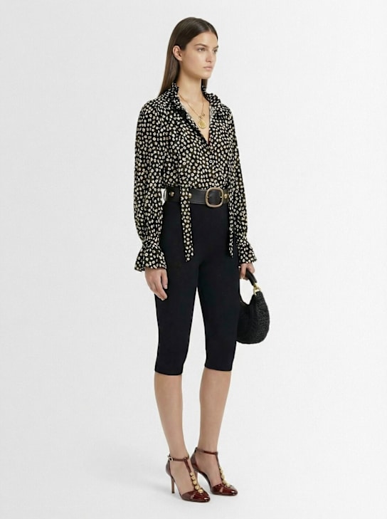 Chloé: 波点印花真丝提花衬衫 - Black - Beige 1 - women_1 | Luisa Via Roma