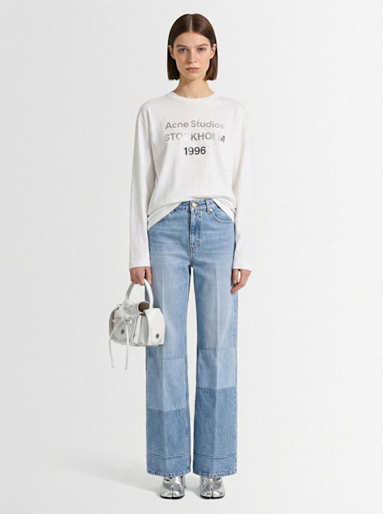 Acne Studios: Edden长袖有机混棉T恤 - 光纤白 - women_1 | Luisa Via Roma