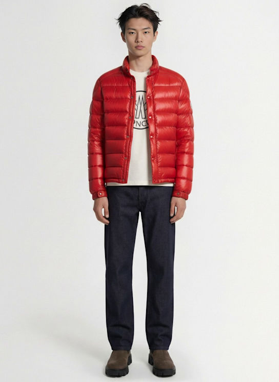 Moncler: Selves nylon down jacket - Red - men_1 | Luisa Via Roma