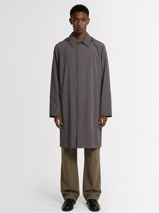 The Row: Hesper nylon long coat - Grey Cobalt - men_1 | Luisa Via Roma