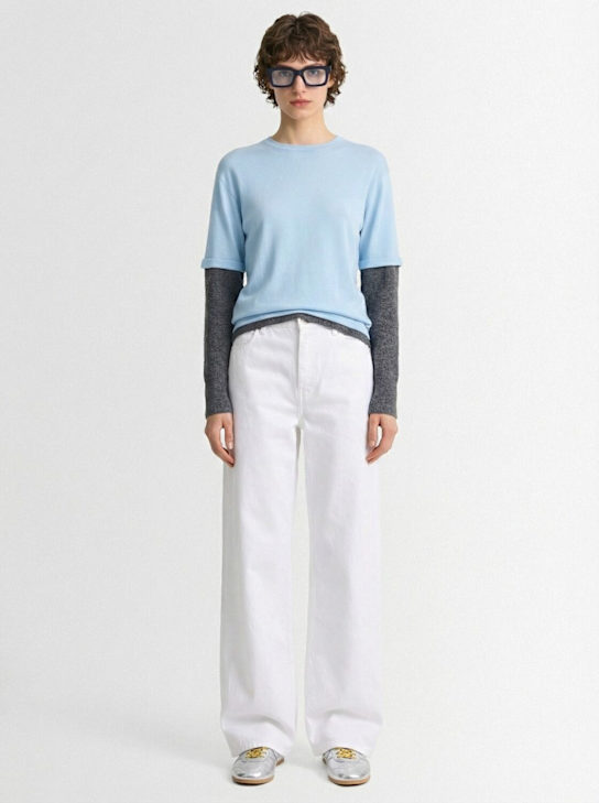 Adrian Cashmere: Double-layer cashmere sweater - Bleu Bébé - women_1 | Luisa Via Roma