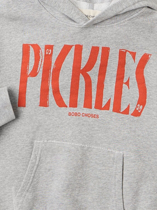 Bobo Choses: 印花棉质连帽卫衣 - 灰色 - kids-girls_1 | Luisa Via Roma