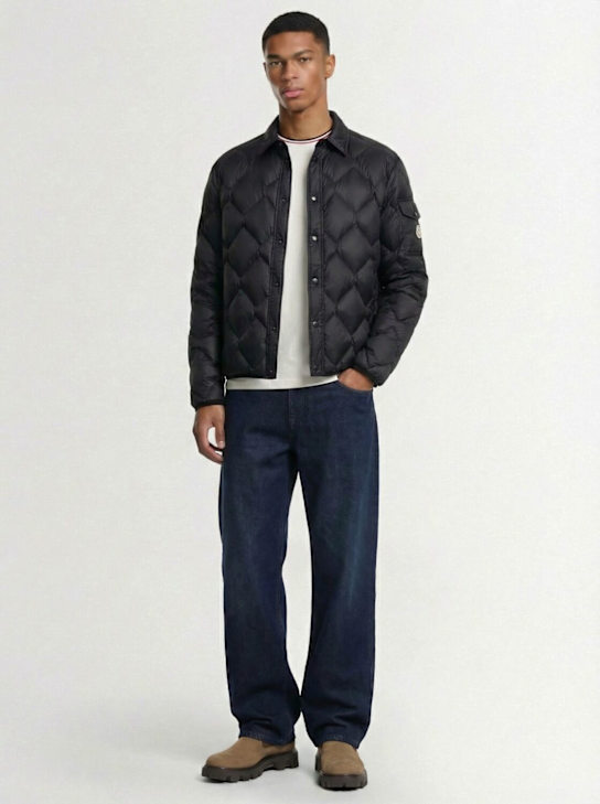 Moncler: Moulleau quilted nylon down shirt jacket - 黑色 - men_1 | Luisa Via Roma