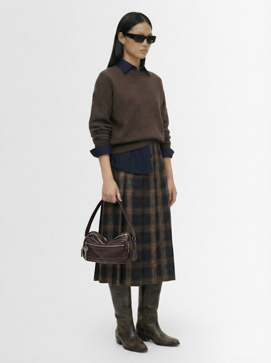Acne Studios: Small Camero Party leather shoulder bag - Chocolat - women_1 | Luisa Via Roma