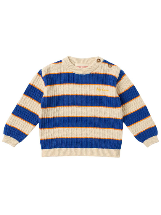 Bobo Choses: 印花泽西布卫衣 - 白色/蓝色 - kids-boys_0 | Luisa Via Roma