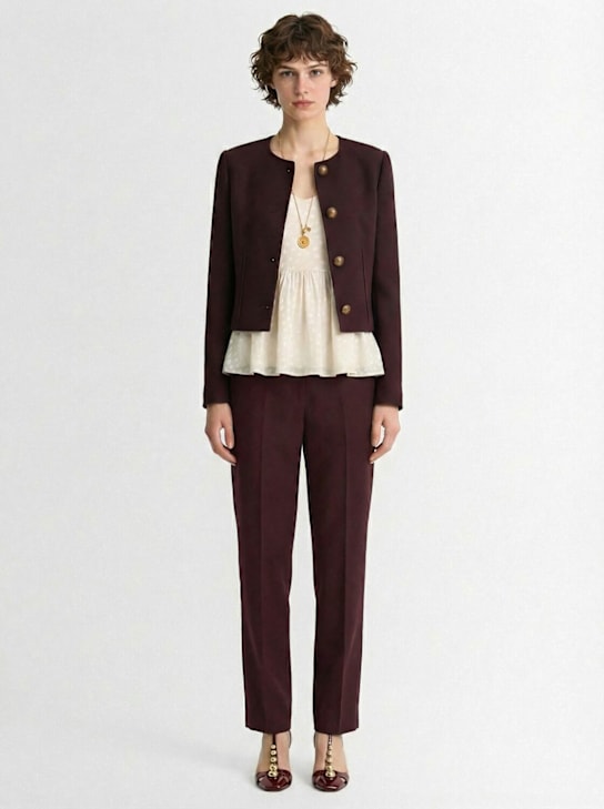 Chloé: 羊毛绉纱西服夹克 - 紫色 - women_1 | Luisa Via Roma