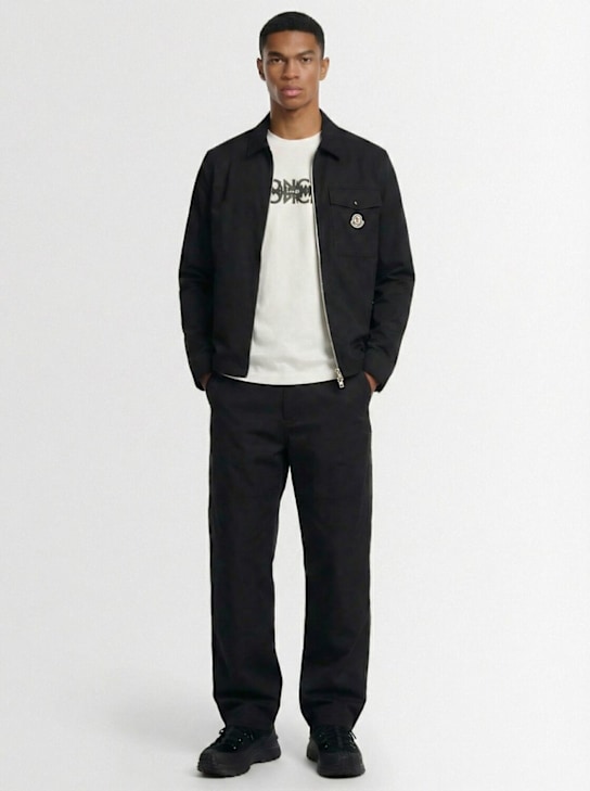 Moncler: Cotton blend gabardine shirt jacket - Schwarz - men_1 | Luisa Via Roma
