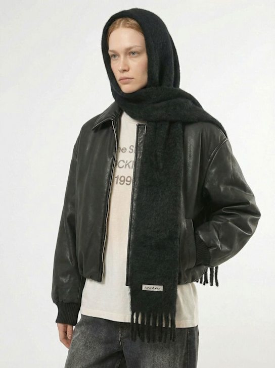 Acne Studios: Mohair & wool scarf - 黑色 - women_1 | Luisa Via Roma