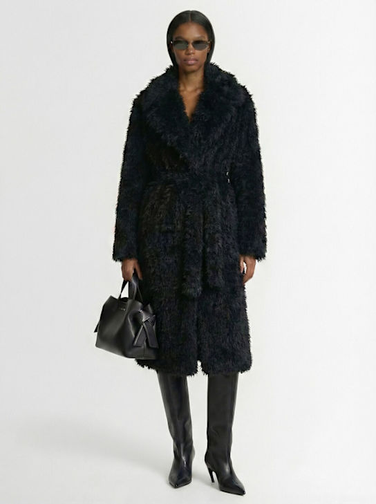 Acne Studios: Oflama plush long coat - Black - women_1 | Luisa Via Roma