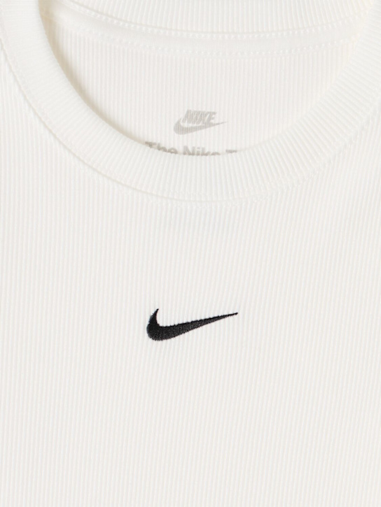 Nike: Slim fit ribbed stretch cotton t-shirt - Weiß - kids-girls_1 | Luisa Via Roma
