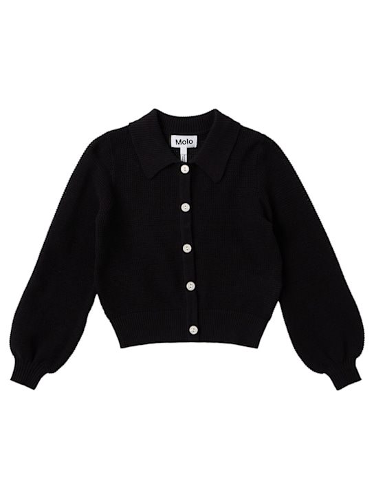 Molo: Cotton knit cardigan - Schwarz - kids-girls_0 | Luisa Via Roma
