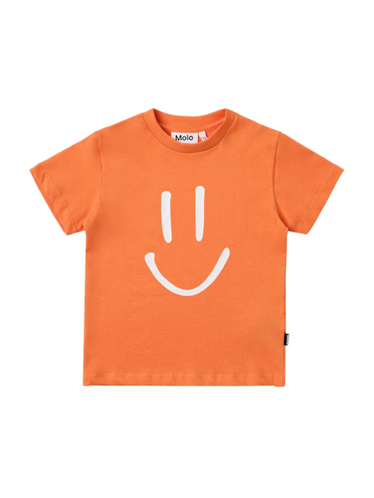 Molo: Printed organic cotton jersey t-shirt - Arancione - kids-boys_0 | Luisa Via Roma