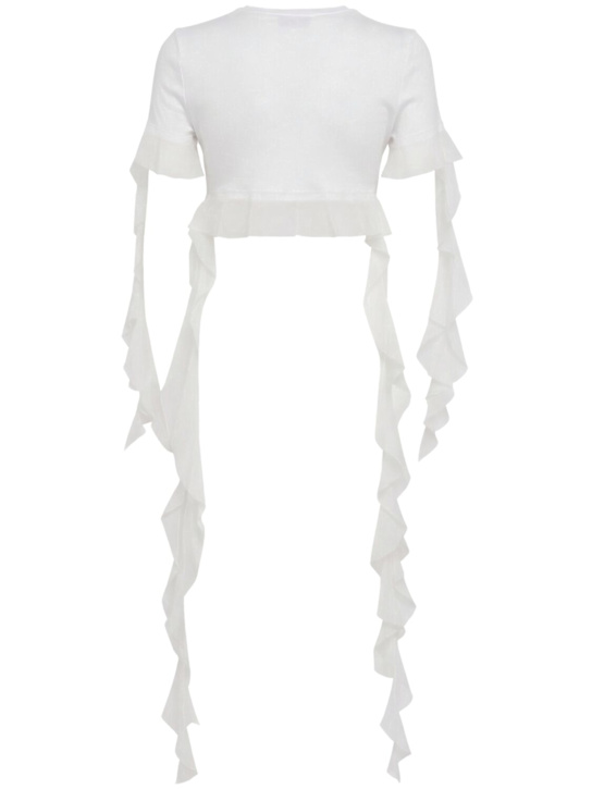 Blumarine: Ruffled t-shirt - 白色 - women_1 | Luisa Via Roma