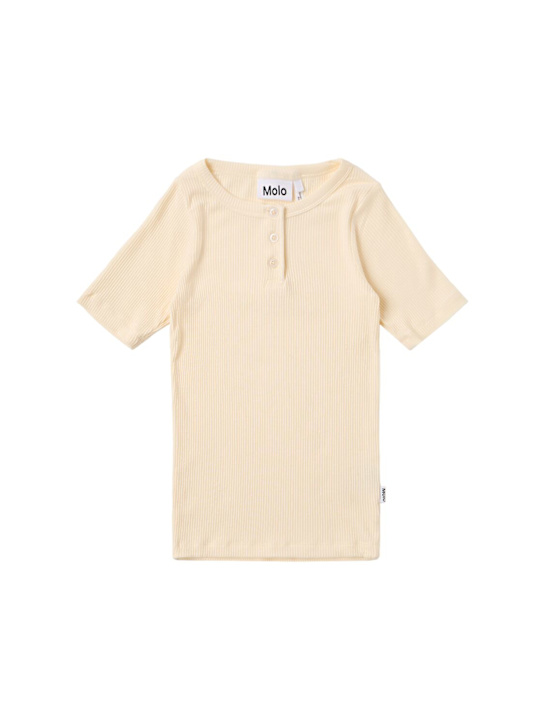 Molo: Viscose blend t-shirt - Beige - kids-girls_0 | Luisa Via Roma