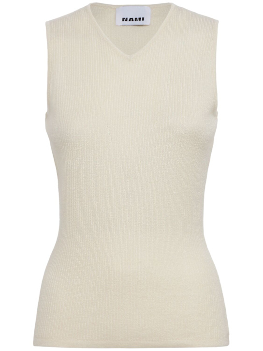 Nami: Cashmere & silk knit tank top - Cream - women_0 | Luisa Via Roma