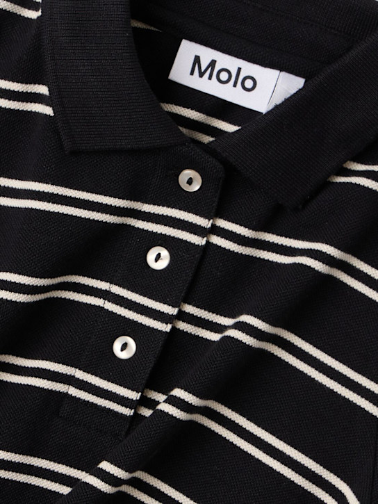 Molo: Striped polo t-shirt - 黑色 - kids-girls_1 | Luisa Via Roma