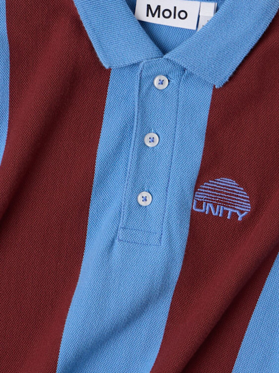 Molo: Striped cotton t-shirt - 蓝色/棕色 - kids-boys_1 | Luisa Via Roma