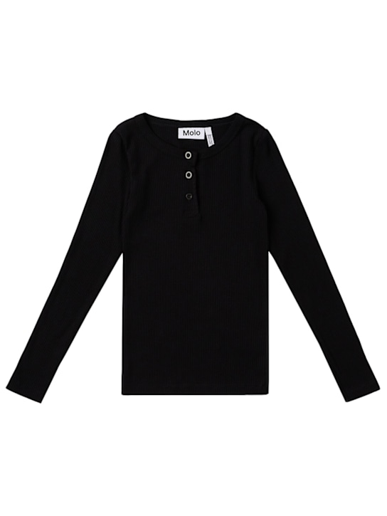 Molo: Long-sleeve viscose blend t-shirt - Schwarz - kids-girls_0 | Luisa Via Roma