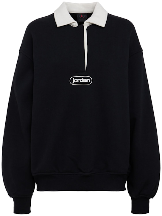 Jordan: Flight Fleece polo sweatshirt - Black/Sail/Blac - women_1 | Luisa Via Roma