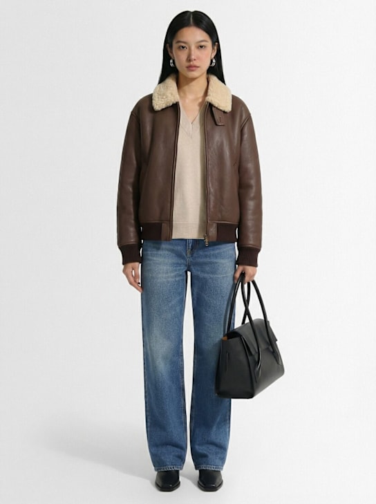 Tonywack: Shearling leather blouson jacket - ブラウン - women_1 | Luisa Via Roma