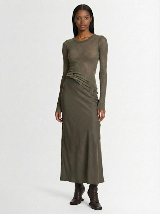 Rick Owens: Gewaschener Cupro-Rock mit Bias-Schnitt - Braun - women_1 | Luisa Via Roma