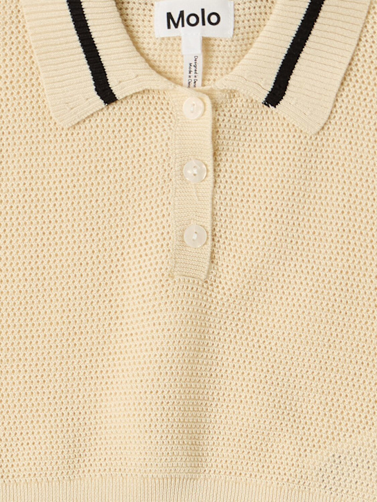 Molo: Organic cotton polo - Beige - kids-girls_1 | Luisa Via Roma