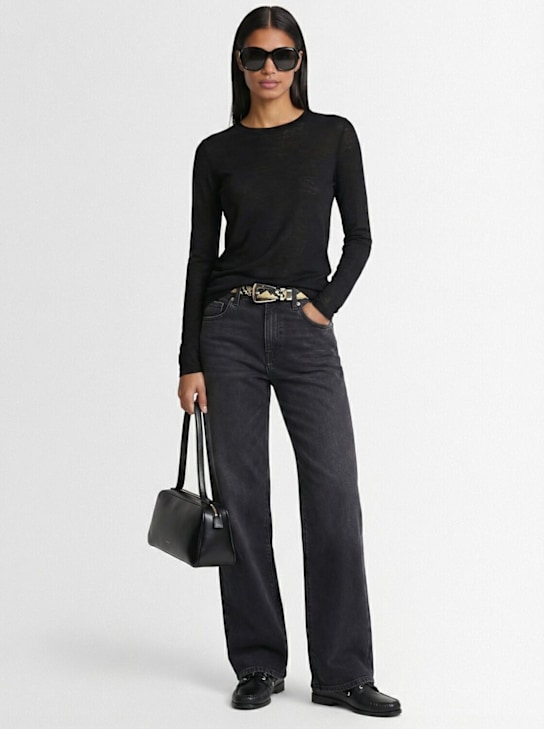 Tonywack: Sheer wool rib knit top - Black - women_1 | Luisa Via Roma