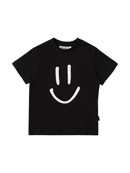 Molo: Printed organic cotton jersey t-shirt - Black - kids-boys_0 | Luisa Via Roma