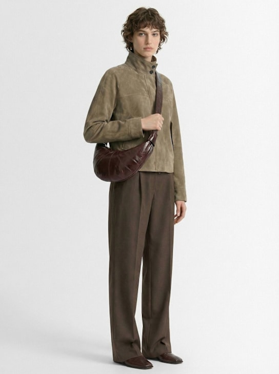 Lemaire: Medium Croissant coated cotton bag - ミンク - women_1 | Luisa Via Roma