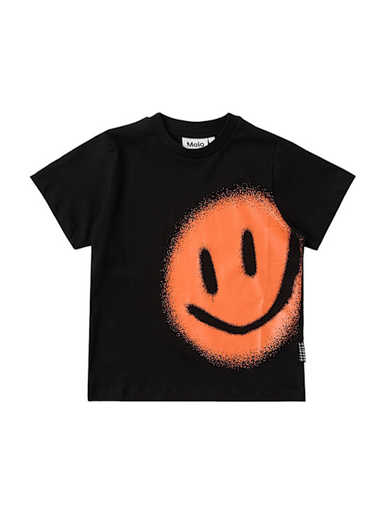 Molo: Printed cotton jersey t-shirt - 黑色 - kids-boys_0 | Luisa Via Roma